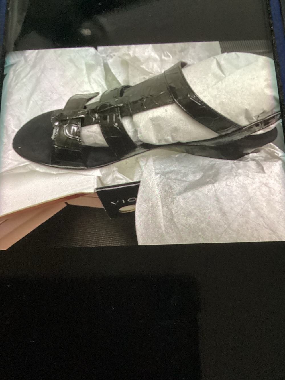Vionic Glenda Black Croco Wedge Sandal 5, 10 & 11